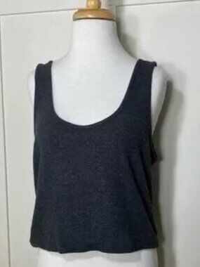Brushed Gray Soft Ribbed Boxy Crop Tank Top